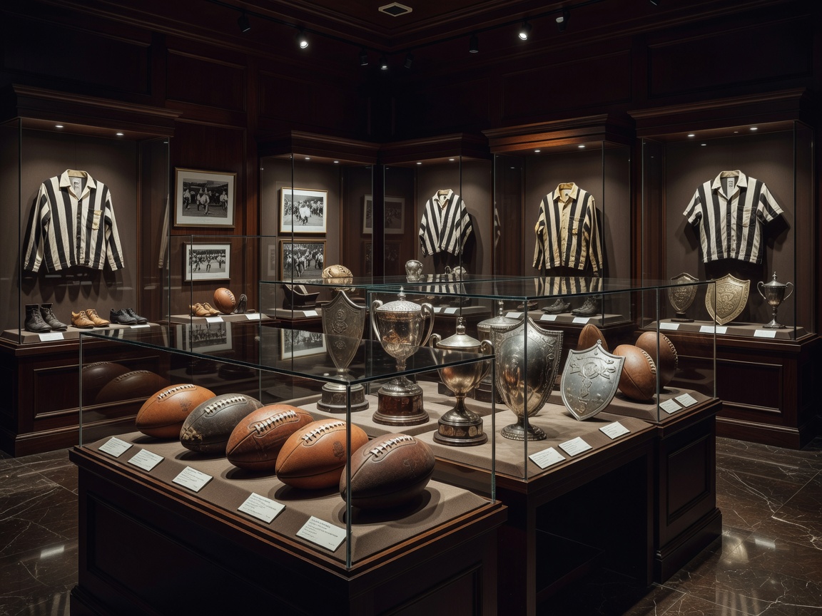 Trophy room and historic football artifacts inside J-Museum