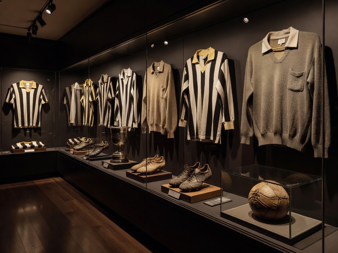 Vintage football jerseys and historic memorabilia in J-Museum exhibit